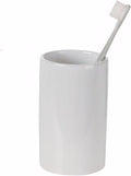 White Ceramic Toothbrush Holder, Tumbler Cups Reusable Toothbrush Mouthwash Cup,Makeup Brush Holder, Bathroom Counter Organizer(300ml)-Ruum Studio Home