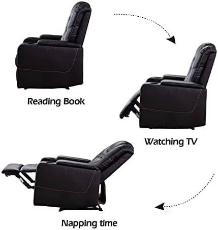 CANMOV Electric Power Recliner Chair Set of 2, Breathable Leather Home Theater Seating with Hidden Arm Storage, Power Recliner Chair for Living Room with USB Ports and Cup Holders,Black-Ruum Studio Home