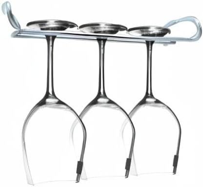 10 Inch Wine Glass Rack Under Cabinet Shelf Stemware Storage Hanging Hanger Organizer Glasses Holder with Drying Under Counter Metal for Kitchen and Bar Set of 2 Silver-Ruum Studio Home