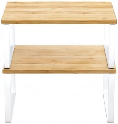 SONGMICS Cabinet Organizer Shelf, Set of 2 Kitchen Counter Shelves, Kitchen Storage, Spice Rack, Stackable, Expandable, Metal and Engineered Wood, Cloud White and Natural Beige UKCS02NW-Ruum Studio Home