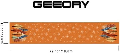 GEEORY Fall Watercolor Trees & Maple Leaves Table Runner 13x72 Inch, Rustic Farmhouse Autumn Thanksgiving Decor for Kitchen, Dining, Indoor/Outdoor Holiday Dinner Party Orange GT158-72-Ruum Studio Home