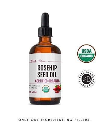 Kate Blanc Cosmetics Rosehip Oil for Face & Softer Glowing Skin (1oz, Organic, Pure, Cold Pressed) Rosehip Seed Face Oil for Facial & Gua Sha Massage-Ruum Studio Home