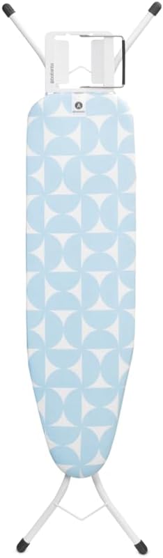 Brabantia Size A Compact Small Ironing Board (43x12 in) 7 Height Options, Adjustable Steam Iron Rest Holder (Fresh Breeze) Non-Slip Feet, Anti-Collapse Child Locks-Ruum Studio Home