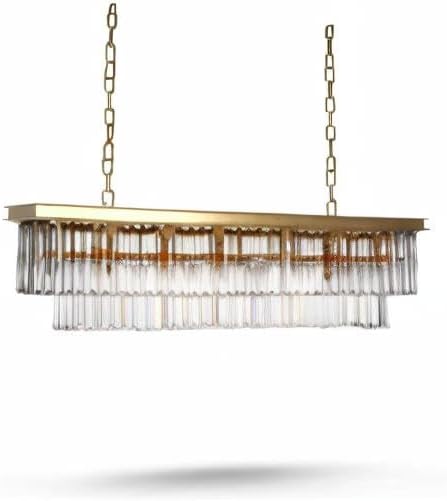L39.4 W10.2 Gold Rectangle Modern Crystal Chandeliers Lighting Pendant Ceiling Lights Fixture Lamp for Dining Living Room-Ruum Studio Home