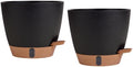 montresor 2 Pack 8 inch Plant Pots, PP Plastic Self Watering Plant Pot with Drainage and Tray for Indoor Outdoor Plants, Water Level Window & Reservoir Flower Pots Decorative Planter (Black)-Ruum Studio Home