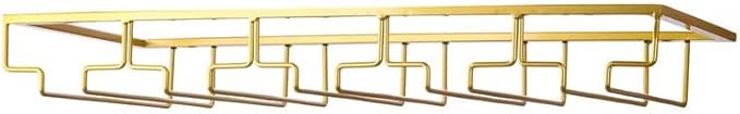 Wine Glass Rack - Under Cabinet Stemware Wine Glass Holder Glasses Storage Hanger 1 Pack Metal Organizer for Bar Kitchen 5 Rows Gold-Ruum Studio Home