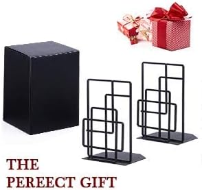 SRIWATANA Book Ends Heavy Duty, Decorative Black Bookends for Shelves, Window Lattice Design-Ruum Studio Home