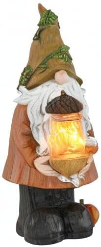 Topadorn Fall Garden Gnome Statue Light, Autumn Harvest Gnome Figurine with Pine Cone on Hand for Fall Harvest Party Thanks, Autumn Thanksgving Gifts for Famliy-Ruum Studio Home