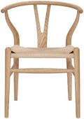 Wishbone Chair Natural Solid Wood Dining Chair/Hans Wegner Y Chair Rattan and Wood Accent Armrest Chairs - Ash Wood Chairs (Ash Wood + Natural Color)-Ruum Studio Home