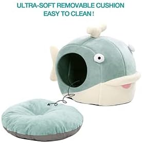 Lcybem Cat Beds for Indoor Cats - Cat Bed Cave with Removable Washable Cushioned Pillow, Calming Cozy Soft Cat Cave, Cute Friendly Dolphin Cat Houses for Indoor Cats No Deformation Pet Bed, L-Ruum Studio Home