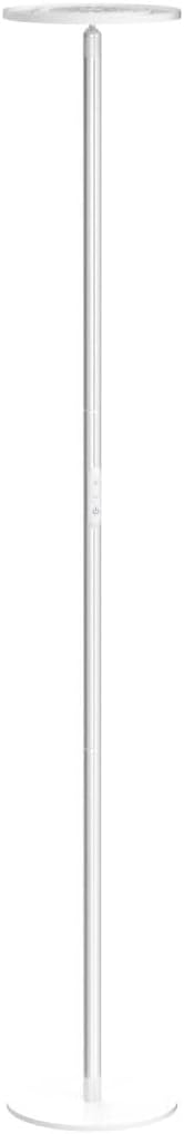 TROND Floor Lamp, LED Torchiere Uplight Lamp, 5 Brightness Aluminum Modern Standing Light, 5500K Natural Daylight, 5000 lm, 71in Tall, 30 Mins Timer, Detachable, for Office Living Room Bedroom, Silver-Ruum Studio Home