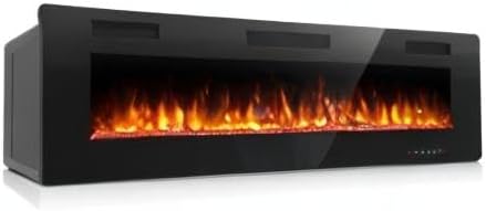 Antarctic Star 42 Inch Electric Fireplace in-Wall Recessed and Wall Mounted, Fireplace Heater and Linear Fireplace with Multicolor Flame, Timer, 750/1500W Control by Touch Panel & Remote-Ruum Studio Home
