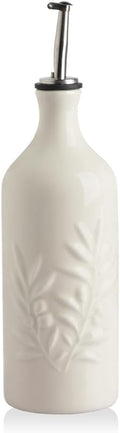 Sweejar Ceramic Olive Oil Dispenser Bottle, 20 Oz Relief Opaque Oil Cruet Protects Oil To Reduce Oxidation, Suitable for Storage Oil, Vinegar, Soy Sauce, Coffee Syrup, Liquids, Set of 1 (Beige)-Ruum Studio Home