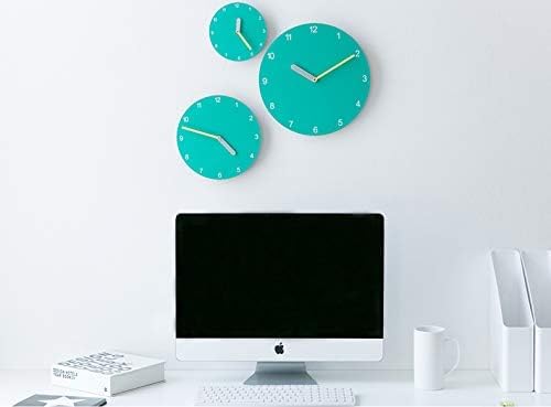 Stephanie Imports Modern Minimalist Teal & Yellow Wall Clock-Ruum Studio Home