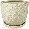 Generic Garden & Home White 10 Inch Indoor Ceramic Plant Pot with an Attached Saucer and Drainage Hole for House Plants, Herbs, Flowers, Succulent Plants, Snake Plants, Gifts for Mom, Standard Pot-Ruum Studio Home