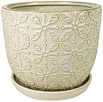 Generic Garden & Home White 10 Inch Indoor Ceramic Plant Pot with an Attached Saucer and Drainage Hole for House Plants, Herbs, Flowers, Succulent Plants, Snake Plants, Gifts for Mom, Standard Pot-Ruum Studio Home