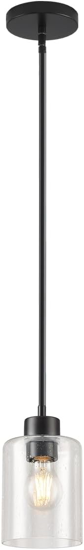Black Pendant Lights Kitchen Island - Seeded Glass Pendant Light Fixture Multiple Stems Rods 3 Units 12 Inch 3 Units 4 Inch (1 Pack Black Seeded Downrod)-Ruum Studio Home