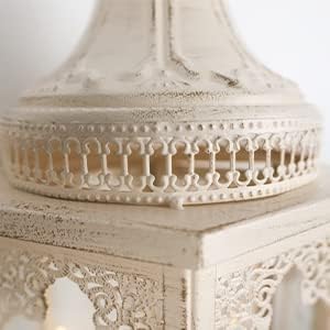NEEDOMO Lanterns Decorative Outdoor & Indoor, Set of 2 Outdoor Lanterns for Porch,Large Candle Lantern, Beige Metal Frame with Glass for Fall, Christmas-Ruum Studio Home