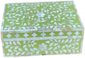 Decorative Storage Box Of Mother Of Pearl Inlay Floral Design Wooden Storage Box For Home Decoration For Living Dining & Bedroom (Olive Green_12x8x5 inch)-Ruum Studio Home