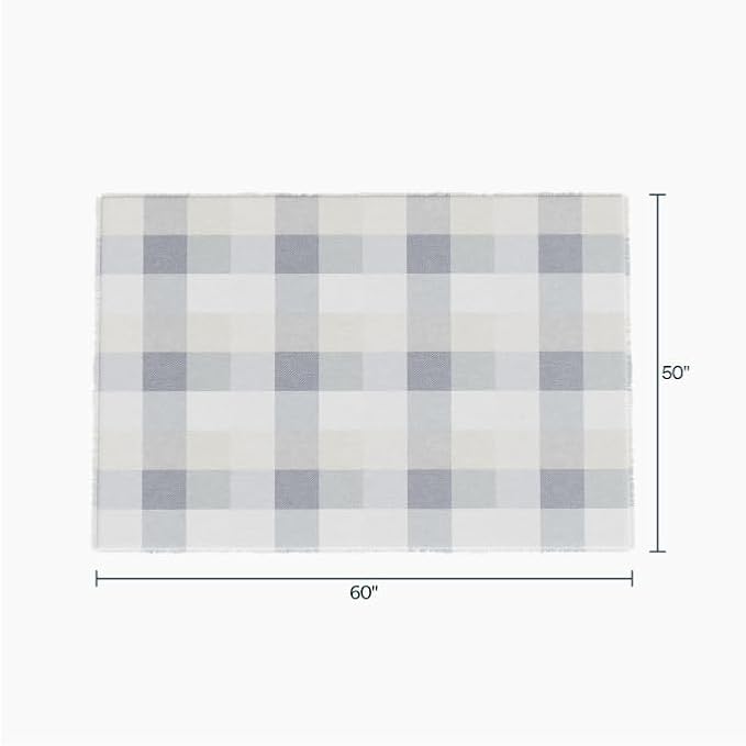Outer Bug Shield Outdoor Throw Blanket w/Insect Shield Repellent Gear Technology- Lightweight Insect-Repellent Outdoor Blanket, Camping, Picnic & Beach Blanket, Stone Gray Buffalo Plaid, 50" W x 60"-Ruum Studio Home
