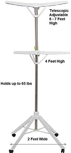 Extra Capacity Garment & Clothes Drying Rack, Adjustable-Height, 120 Pieces of Clothes, Stainless Steel, 4 Caster Wheels-Ruum Studio Home