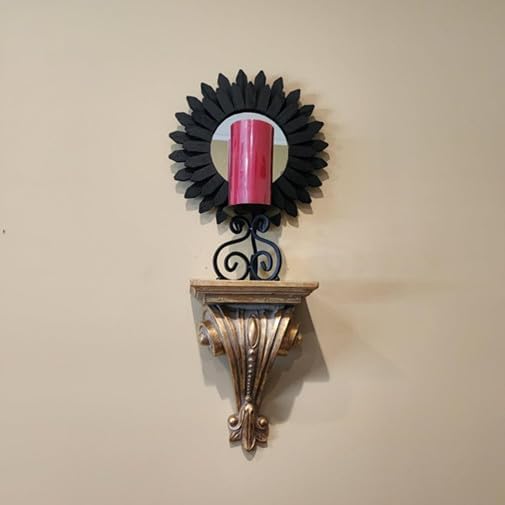 Honiway Black Wall Decor Wall Mirror 12 inch Boho Wall Decor Wood Decorative Mirror for Room Decor Home Decor for Bedroom Living Room Bathroom Kitchen Black-Ruum Studio Home