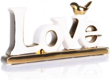 Love Sign Decoration,White and Gold Love Signs for Home Decor Statue,Modern Bird Sculpture Personalized Love Decor,Gold Style Figurine Decorative Ornaments for Living Room,Bedroom,Desktop,Cabinets-Ruum Studio Home