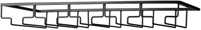 Wine Glass Rack - Under Cabinet Stemware Wine Glass Holder Glasses Storage Hanger 1 Pack Metal Organizer for Bar Kitchen 5 Rows Black-Ruum Studio Home
