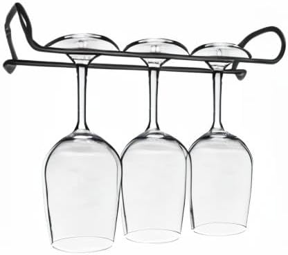 10 Inch Wine Glass Rack Under Cabinet Shelf Stemware Storage Hanging Hanger Organizer Glasses Holder with Drying Under Counter Metal for Kitchen and Bar Set of 2 Black-Ruum Studio Home