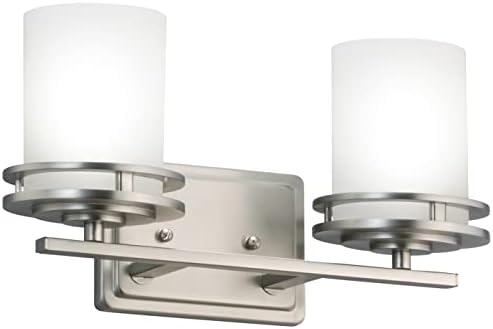 Kichler Hendrik 14.5" 2 Light Vanity Light with Satin Etched Cased Opal Glass Brushed Nickel-Ruum Studio Home