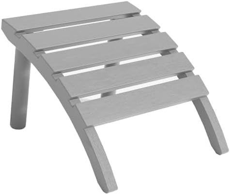 Adirondack Ottoman, All Weather Foot Rest for Adirondack Chair, HDPE Plastic Adirondack Footstool,Outdoor Footrest for Patio,Backyard, Lawn, Fire Pits,Grey-Ruum Studio Home