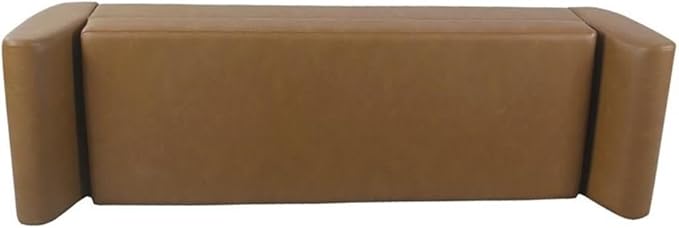 HomePop Modern Storage Bench with Wood Legs Home Décor|Bench with Storage for Living Room & Bedroom - Faux Leather Brown-Ruum Studio Home