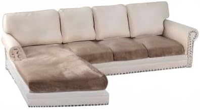 H.VERSAILTEX Velvet Stretch Sectional Couch Covers 4 Pieces Sofa Seat Cushion Covers L Shape Separate Cushion Couch Cover for Both Left/Right Sectional Couch (Large Sofa 3 Seater + 1 Chaise, Taupe)-Ruum Studio Home