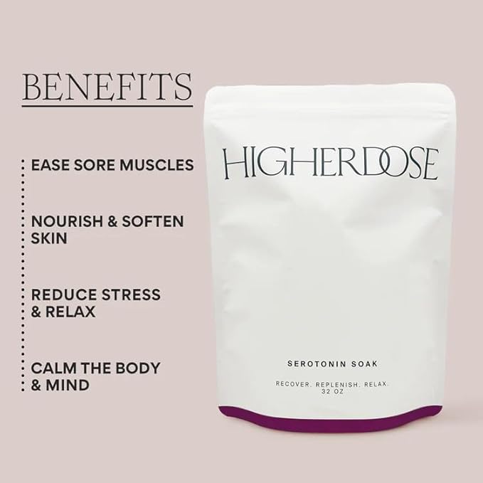 HigherDOSE Serotonin SOAK - Potent Magnesium Flakes with Stress Relief Essential Oils & Apple Cider Vinegar - Relaxing Bath Salts to Maintain Serotonin Levels and Muscle & Nerve Relief (32 Ounce)-Ruum Studio Home