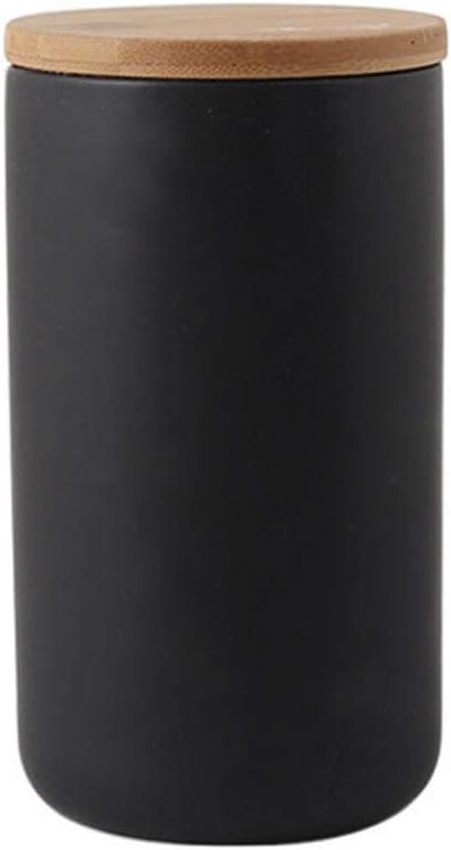 Ceramic Food Storage Jar Canister Modern Design Food Canisters with Airtight Seal Bamboo Lid, Loose Tea Coffee Spice Nuts Snacks Storage Jar Canister (Black 33.81oz/1000ml)-Ruum Studio Home
