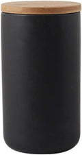 Ceramic Food Storage Jar Canister Modern Design Food Canisters with Airtight Seal Bamboo Lid, Loose Tea Coffee Spice Nuts Snacks Storage Jar Canister (Black 33.81oz/1000ml)-Ruum Studio Home