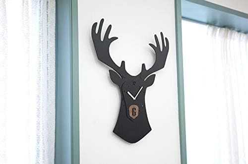Stephanie Imports Modern Minimalist Reindeer Dark Wall Clock-Ruum Studio Home