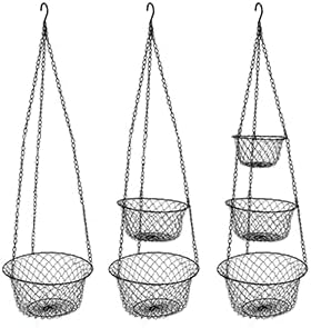 malmo 3-Tier Wire Fruit Hanging Basket, Vegetable Kitchen Storage Basket, Iron Wire Black (Basket2024)-Ruum Studio Home