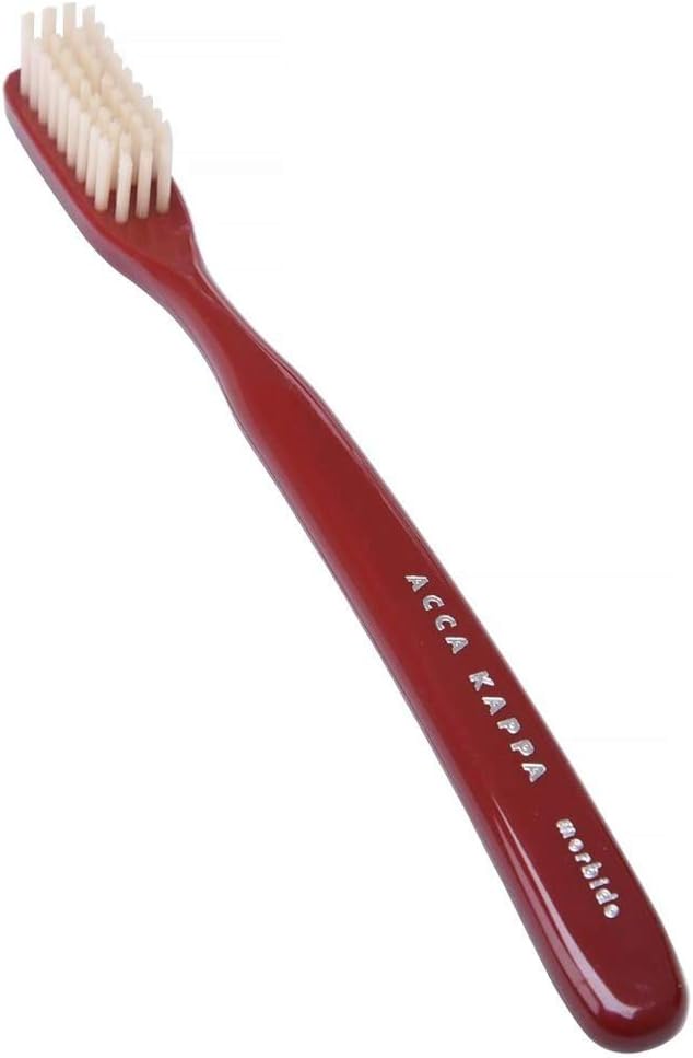 Acca Kappa Vintage Red Toothbrush Pure White Bristles Retro-Style Ergonomic Handle-Ruum Studio Home