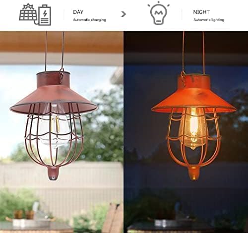 YAKii 6 Pack Solar Lantern Hanging Waterproof Outdoor Metal Solar Lamp with Warm White Light Decorate for Yard Garden Pathway Patio Porch (Red)-Ruum Studio Home
