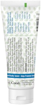 Coral White Nano Silver Mint Toothpaste, Natural Fluoride Free Teeth Whitening Toothpaste, Coral Calcium Nano Silver Infused SLS, Glycierin Free 4 Ounce (4 Pack)-Ruum Studio Home
