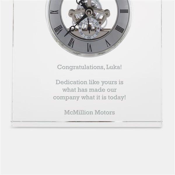 THINGS REMEMBERED Engraved Crystal Skeleton Desk Clock (Free Customization)-Ruum Studio Home