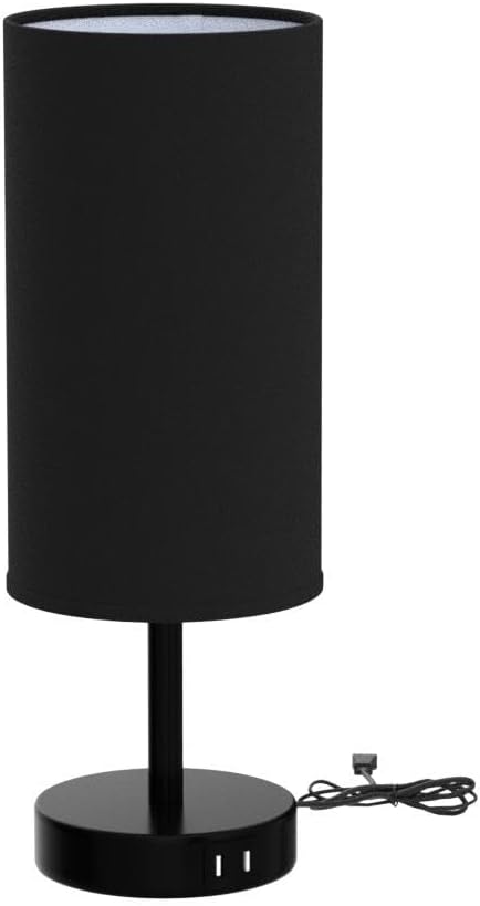 Yarra-Decor Bedside Lamp with USB Port - Touch Control Table Lamp for Bedroom 3 Way Dimmable Nightstand Lamp with Round Black Fabric Shade for Living Room, Dorm, Home Office (LED Bulb Included)-Ruum Studio Home