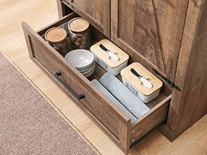 Farmhouse Kitchen Pantry Cabinet - 72" Tall Wood Kitchen Storage Cabinets with Adjustable Shelves & 2 Barn Doors & Drawer, Versatile Storage for Dining Room, Bathroom, Utility Room, Light Brown-Ruum Studio Home