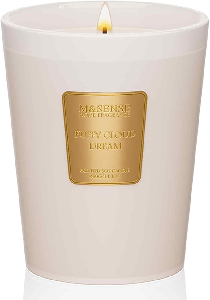 M&SENSE Puffy Cloud Dream Scented Candle Home Decor, Natural Soy Wax,4.1oz 60 Hours Long Lasting Slow Burning, Aromatherapy Candle for Stress Relief-Ruum Studio Home