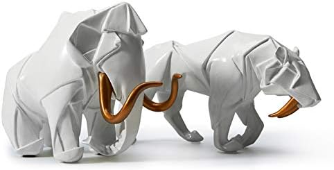 HAUCOZE Dinosaur Statue Arts Animal Figurine Modern Decor Leopard Sculpture Polyresin White 9.8inch-Ruum Studio Home