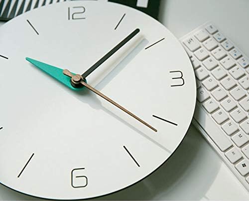 Stephanie Imports Modern Minimalist White & Teal Green Silent Wall Clock-Ruum Studio Home