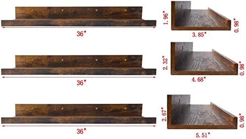 Giftgarden 36 Inch Large Floating Shelves for Wall Set of 3, Rustic Picture Ledge Wall Shelf for Bedroom Kitchen Bathroom Living Room Nursery Display, 3 Different Sizes-Ruum Studio Home
