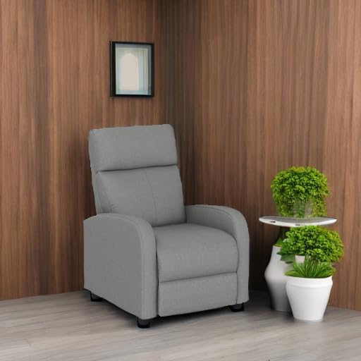 BestMassage | Recliner Chair | with 2 Point Massage Function | Textile Grey | with Lumbar Support, Adjustable Push Back, Footrest & Padded Seat | Easy Assembly | for Living Room, Home Theatre-Ruum Studio Home