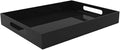Black Acrylic Serving Tray for Vanity, Bathroom, Outdoor, Food and Décor with Handles (Rectangle, Small)-Ruum Studio Home